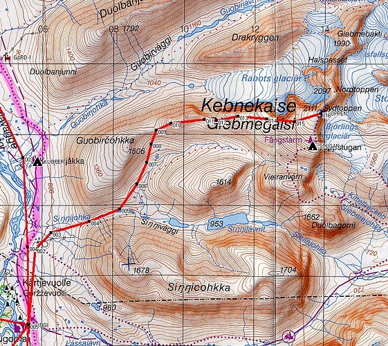 Fjällkartan BD6 mit GPS-Route - Fotos [hikr.org]