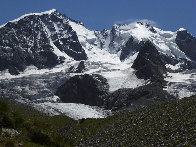 Piz Bernina Links Mit Biancograt Fotos Hikr Org