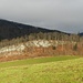 das fehlende Laub gibt den hübschen Felsgrat westlich der Ruine Alt Bechburg frei