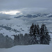 Der Sihlsee schon weit unten.