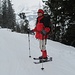 ein erster, eher misslungener Versuch, auf den Big Foot Skis