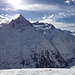 Tälleitspitze (3408 m) und rechts unten das Rofental mit der im Schatten liegenden Alpe (fotografiert aus dem Skigebiet 2 Tage vorher)