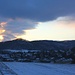 Schneewolken und Abendrot über Lupsingen (431m).