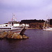 Il porto di Sauzon con il catamarano Gourinis che fa la spola fra l'isola e Quiberon.