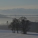 Blaue Stimmung mit Blick vom Eichberg ins Karwendel. Ohne die Markierungen ist das Bild viel schöner!<br /><br />Atmosfera blu con vista dall`Eichberg al Karwendel. Senza i segni la foto è molto più bella!