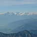 Kräftig herangezoomt: das Große Wiesbachhorn (3570m) und der Großglockner (3798m), daneben die Glocknerwand (3721m).