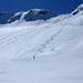 Zeichnen auf dem Gletscher, heute (für Pizolverhältnisse) fast unverspurt!<br />Foto CJ<br />