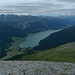 Panorama dalla vetta su Resia,sul lago di Resia e le Alpi Venoste