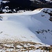 Die Alphütte auf etwa 1900m im Sattel, einer Einbuchtung am Hinderrugg-Nordgrat.