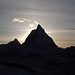 Sonnenuntergang hinter Matterhorn und Dent d'Hérens