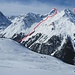 Die Aufstiegsrouten auf die Schöntalspitze (links) und die Zischgelesspitze (rechts) - aufgenommen von der gegenüberliegenden Talseite während des Aufstiegs "auf Sömen"