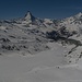 Und die ganze Abfahrt das Matterhorn im Blick...