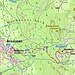 Ausschnitt aus Bayernviewer: rot der Anstiegs- und Abstiegsweg