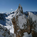 Forcella di Mesdi (Odle, Dolomites) : replat 50m au dessus du col, au fond le Val Gardena