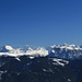 toller Blick zu den Dolomiten: rechts der Rosengarten, in der Mitte die Marmolada und links die Langkofelgruppe