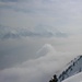 Blick vom Hahnl Richtung Süden zu den (im Dunst kaum sichtbaren) Sarntaler Alpen