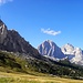 8 September 2013,Ra Gusella,2595m-links,Tofana di Rozes, 3225m-mitte und di Mezzo,3244m-rechts von Passo Giau ausgesehen.
