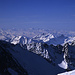 Auf dem oberen Teil des Tré la Tête-Gletschers blickt man im Süden auf die Dauphiné-Alpen.