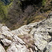 La placca passata in salita ma inutilmente, visto che poi presentava un salto di roccia. Va aggirata (totalmente) dal basso, sul lato della Valgrande