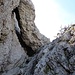 Il breve passaggio di arrampicata poco sotto la cima sud.