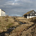 In Viðareiði - Hier in der Nähe der Kirche. Wie so oft auf den Färöern fliegen auch jetzt einige Seevögel durch das Bild.