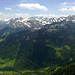 Im Osten die Allgäuer Alpen im Südosten Lechquellgebirge - in der Tiefe das Tal der Bregenzer Ache bei Au/Schoppernau...und ganz in der Ferne Lechtalert es...
