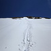 Abfahrt vom Gipfel des Magerrain. Leider trug der Schnee nur auf den ersten 100 Hm so gut, danach war´s ein einziger Chrampf!