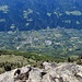 Tiefblick in den Vinschgau und auf Hochforch am Meraner Höhenweg, wohin uns der Abstieg führte. Von Naturns sieht man am rechten Bildrand noch das östliche Ende