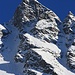 Foto vom ersten Besteigungsversuch am 2./3.3.2013: Der steile Piz dal Teo sieht spannend aus. Eine Winterbegehung wäre wohl über das rechte Couloir möglich.