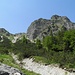 Rotkogel, der Aufstieg erfolgt rechts der Schuttrinne nahe an der Felswand