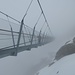 der sog. "Titlis Cliff Walk", die höchstgelegene Hängebrücke Europas, welche Tiefblicke garantieren soll. Bei Nebel ist es allerdings halb so spektakulär ...