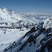 Rimpfischhorn Nebengipfel 4108m, dahinter das Allalinhorn. Links die Mischabel Gruppe.