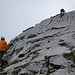 Andi in "Inconnu" (4a). Die Passage die er gerade klettert war steiler wie es hier schneint.