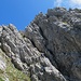Hanspeter vor dem schmalen Kamin (nach links leitend) - und unter der "Heugabel"