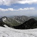 Wurmaulspitze(3022m)-links ,Rotspitze(2937m)-mitte und Blickenspitze(2988m)-rechts, von Nordgipfel des Wilden Kreuzspitzen(3134m) ausgesehen.
