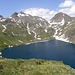 Wilder See,mit Rückblick auf meinem Abstieg(am Linkenrand des Bildes) von Wilde Kreuzspitze-mittelinks,Blickenspitze- rechts,mit Rauhtaljoch dazwischen.