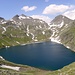 Wilder See oder Lago Selvaggio,in seiner ganzer Pracht mit Wilde Kreuzspitze oder  Picco della Croce,3132m-mittelinks,Blickenspitze oder Cima di Vista(2988m)-rechts,mit Rauhtaljoch dazwischen.