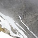 Schnee am Ende der Hansliruss. Hinten rechts oberhalb der Bildmitte, der Schutt auf dem man zur Furggle steigt.