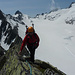 Auf dem Südwestgrat des Brichlig mit Brunnifirn weiter unten und Blick zu Oberalpstock