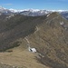 dalla vetta del Cornizzolo: il rifugio Marisa Consiglieri,la piccola chiesetta degli alpini e il monte Rai