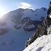 Der Bernina muss nach nächtlichem Regen und Schneefall noch "ausdampfen"