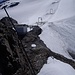 Abstieg zum Gletscher, via Leiter oder Fixseil