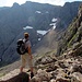 Von der Ledge-Route hat man eine atemberaubende Aus- und Einsicht in die Nordwand. Hier auf etwa 900m Hoehe.