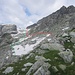 Querung zu P.2515 - Aufstiegsroute (rot) und Abstiegsroute (grün) etwas tiefer