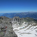 Blick über den Gletscher auf Bregenzerwaldgebirge, Allgäuer Alpen und Rätikon