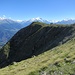 Blick vom Klettergarten zur Wiwannihütte und Richtung Walliser Hochalpen
