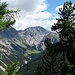 Arvenwald im Aufstieg von S-charl nach Ils Mürs. Der Blick über das untere Val Sesvenna.