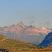 Morgendlicher Blick das Val Bernina hinunter von der RhB Station Bernina Lagalb. Alles überragend, der Piz Ot.