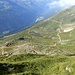 In basso la Val Bedretto, in primo piano l' Alpe di Fieud con i due laghetti vicini all' alpe Rosso di Vinei