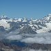 Mont Blanc, Grand Combin, Dent Blanche und weitere Bergspitzen<br /><br />
